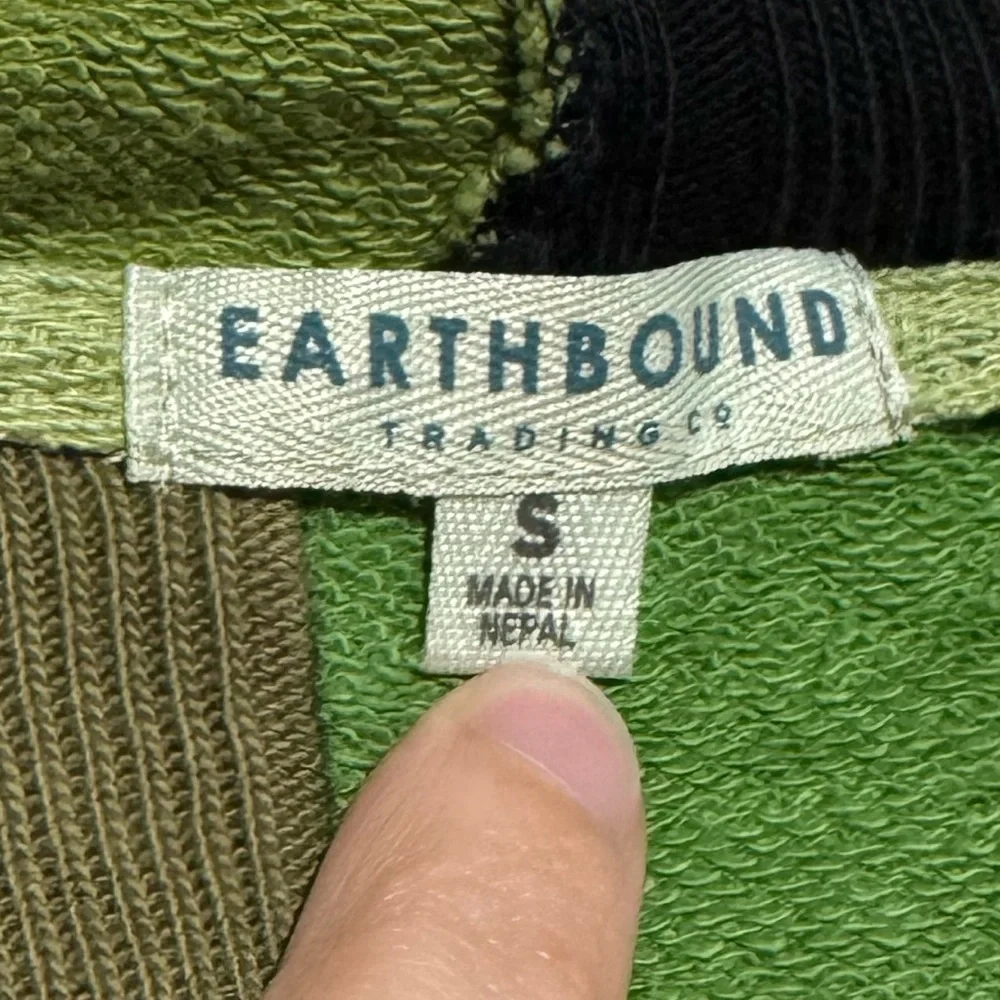 Earthbound Green Patchwork Hoodie Jacket Women’s Size S‎ Mushroom Hippie 9”70s